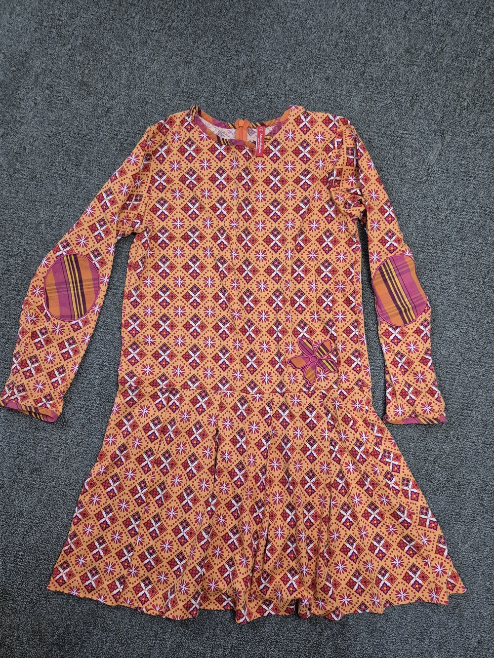 Hanna Andersson Girls Patterned Long Sleeve Dress Size 10  100%Cotton Retro